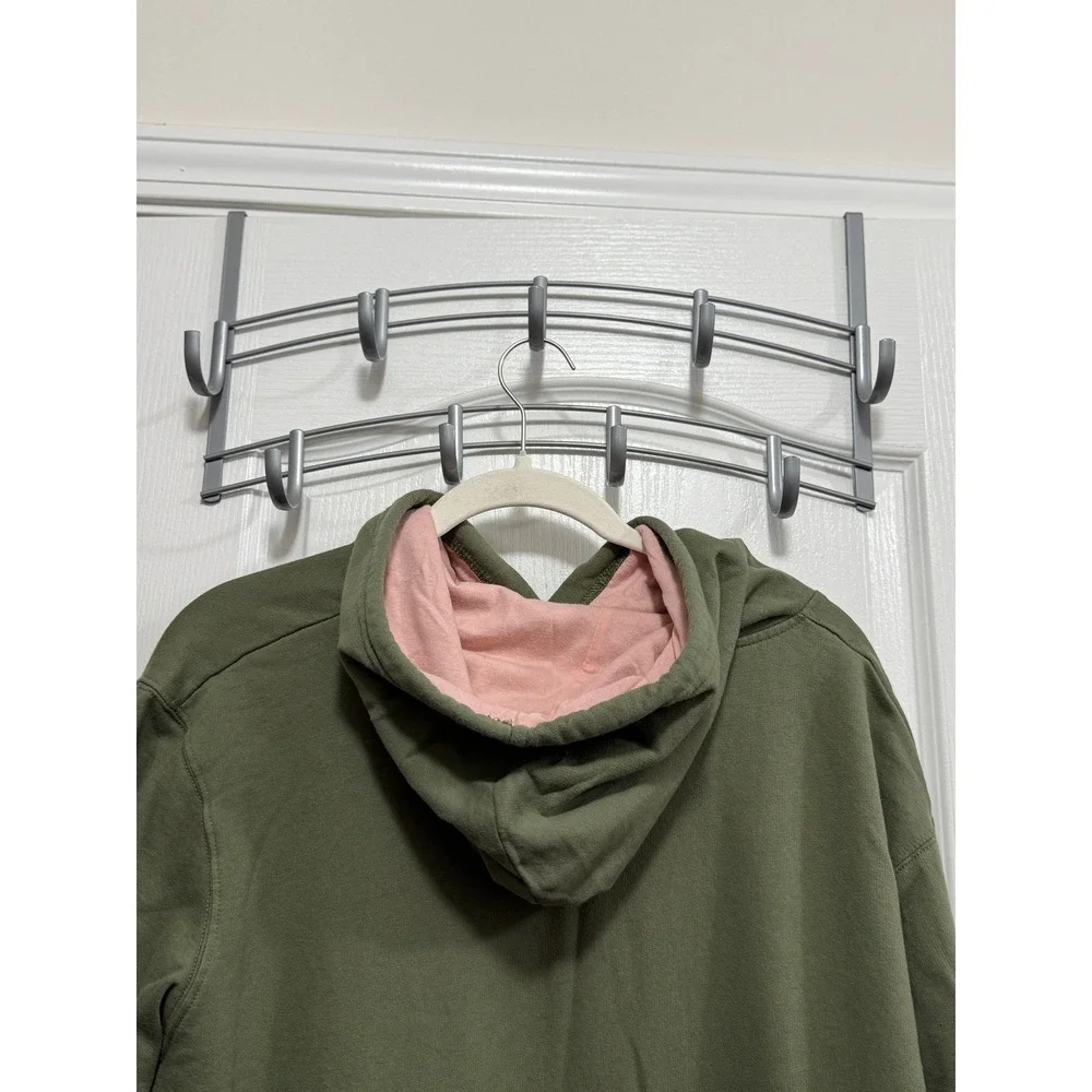 Cabela's Mens 2XL Olive Green Pullover Hoodie Pink Script Logo Fleece Sweatshirt